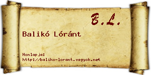 Balikó Lóránt névjegykártya