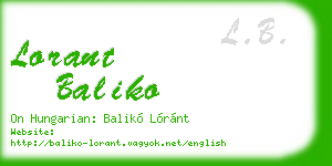 lorant baliko business card