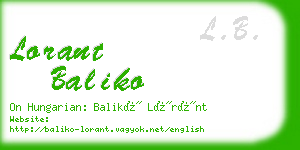 lorant baliko business card